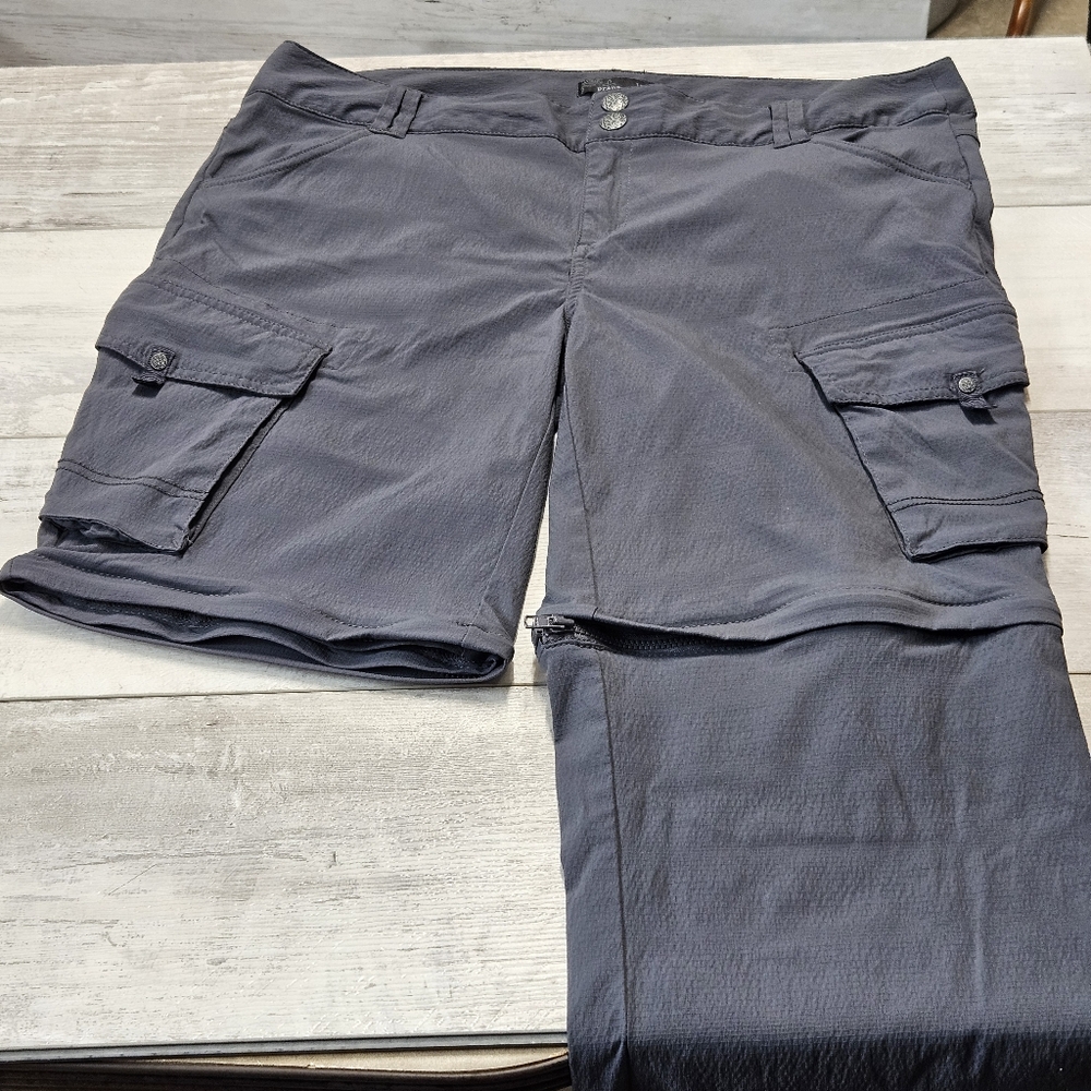 PrAna Sage 3-in-1 Convertible Pant Capri Short Womens Sz. 12 Gray Camping Hiking - Picture 7 of 13